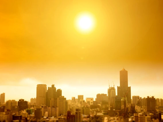 city with hot sun