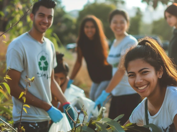 Young people beautifying a public space.