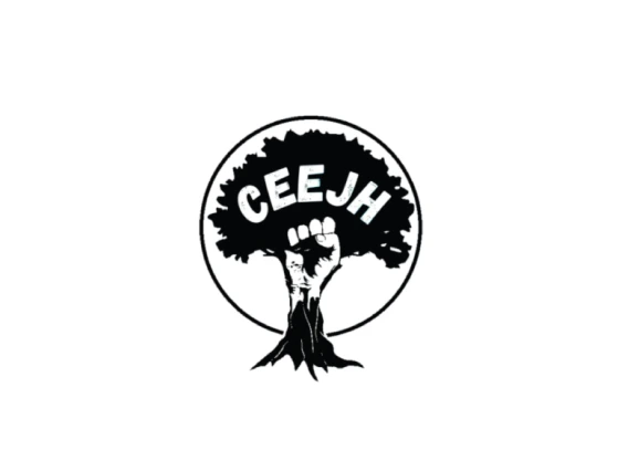 CEEJH acronym with a righteous hand embedded in a thriving tree.