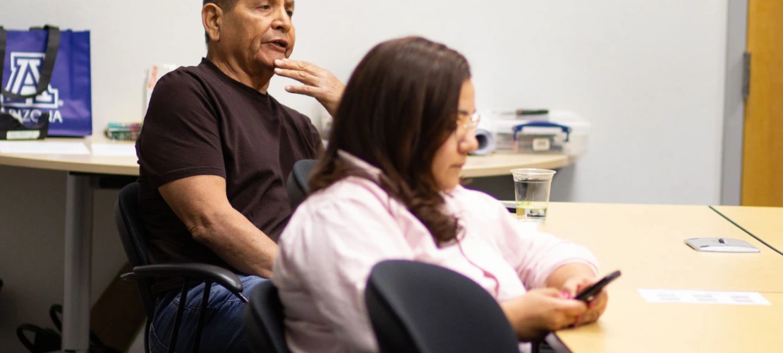 Photo of Tohono O’odham elder Selso Villegas and Karina Martinez