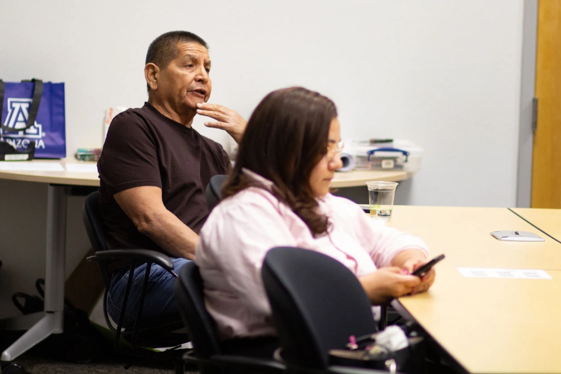 Photo of Tohono O’odham elder Selso Villegas and Karina Martinez