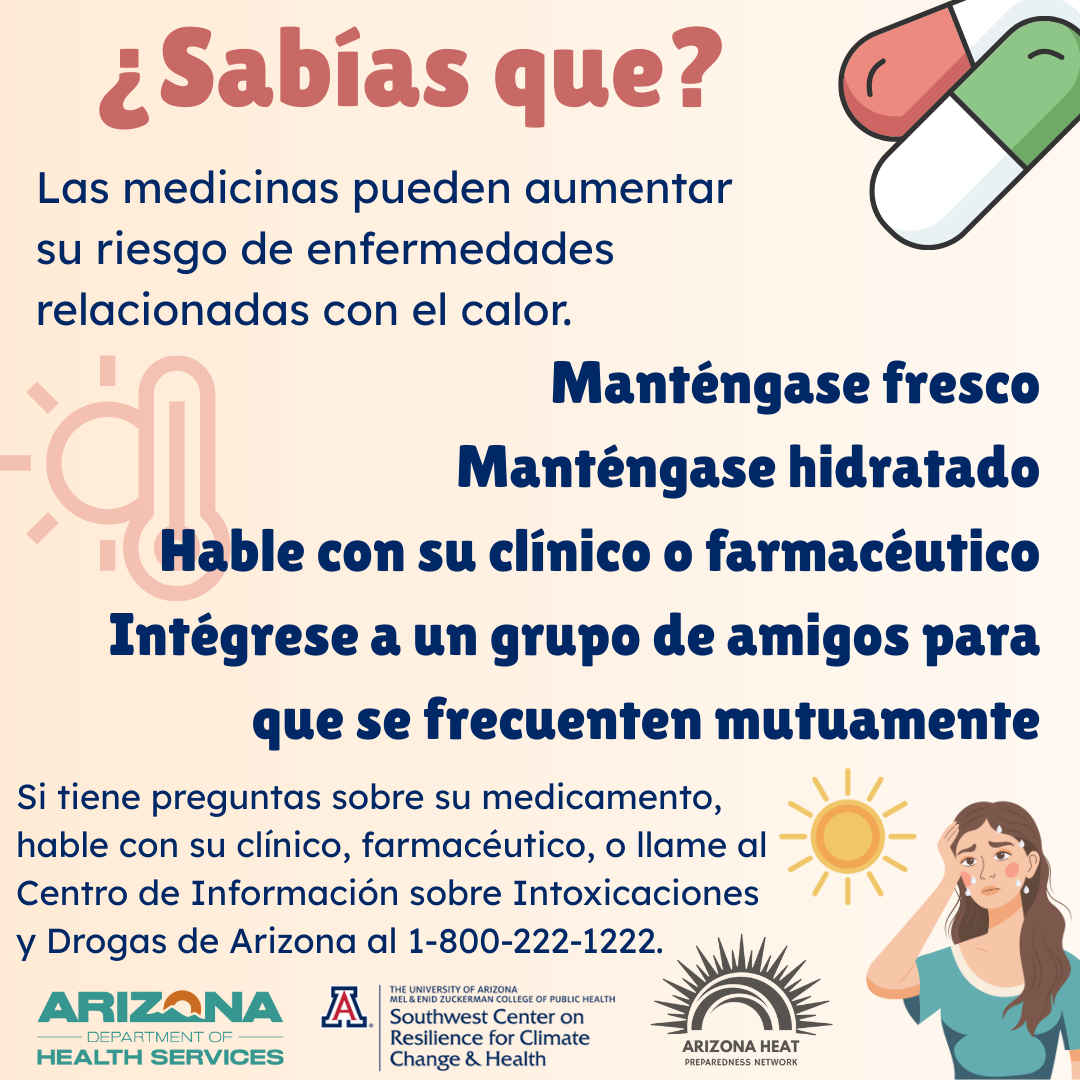 Heat and Meds Infographic (text) Spanish