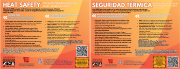 Heat safety postcard in English & Spanish with QR code to cooling center website locator.