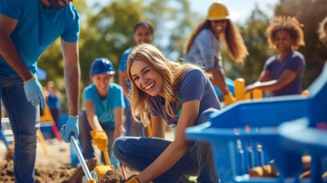 Young adults engaging in environmental care work.