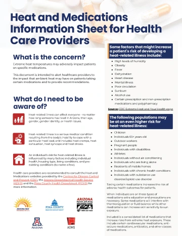 Image of the information sheet (PDF) Heat and Medications Information Sheet for Health Care Providers.