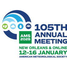 Image of AMS 105th annual meeting logo with the following icons" earth, cloud, water, sun