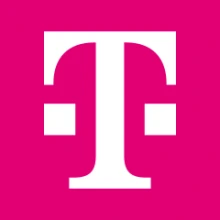T-Mobile logo: Capital "T" in white serfi font  with hot pink background.